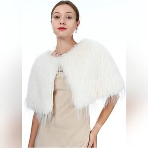 Elegant Women's Winter Shawl – Soft Wrap for Weddings & Events, Off White